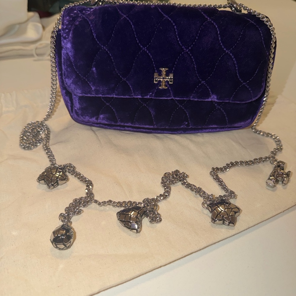 Tory Burch Royal Purple Velvet Crossbody Bag